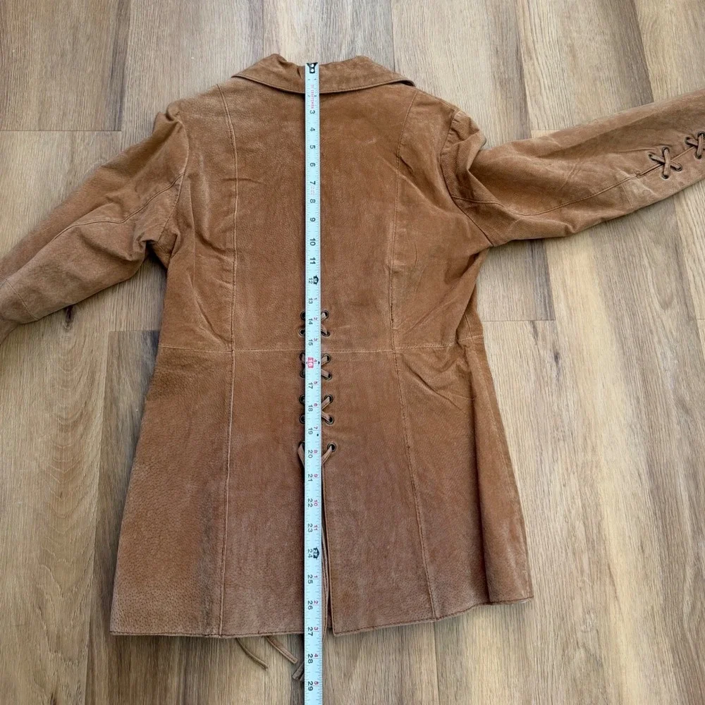 Vintage Tan Suede Leather Lace Up Corset Jacket Small Y2K Boho western  boho